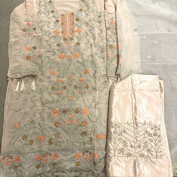 Peach Colored Sharara Suit - Picture 1 of 10